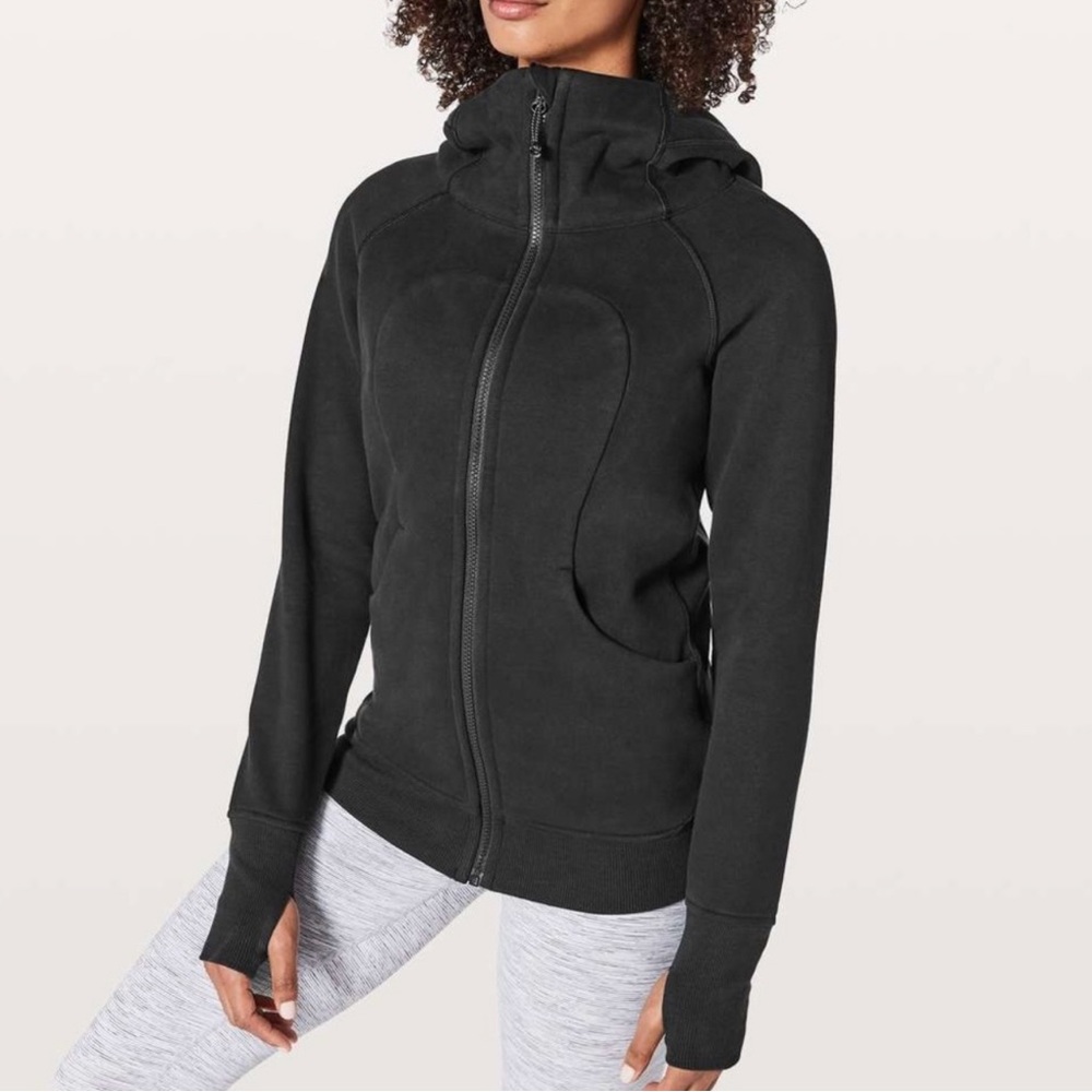 Lululemon Black Cotton Scuba Zip Up Hoodie.
